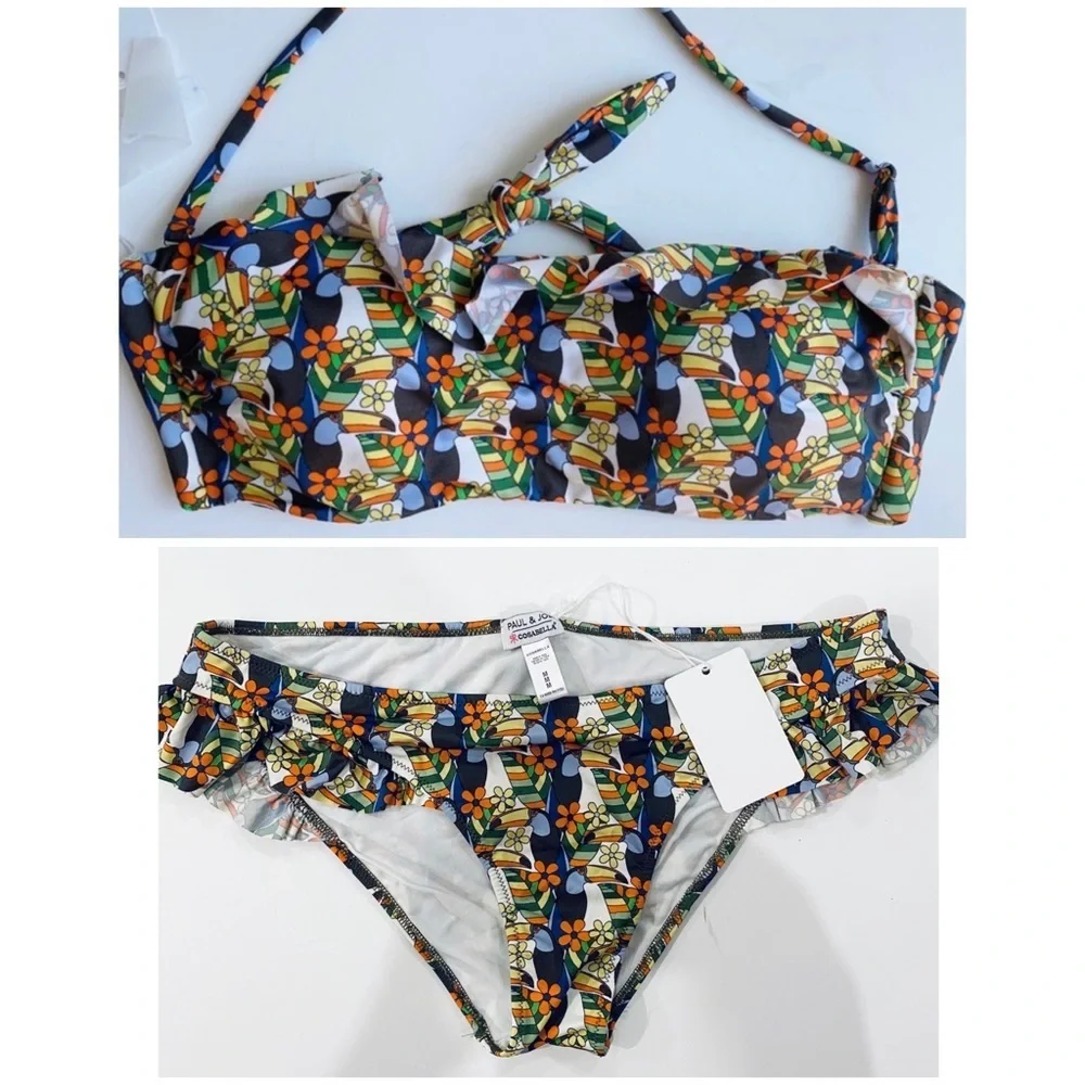 Paul & Joe cosabella bandeau swim top bottom set NEW
